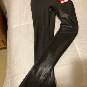 NEW SPANX Black Faux Leather Leggings XS